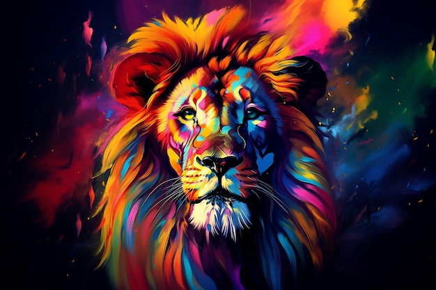 Piękna i kolorowa sztuka dzielnego lwa