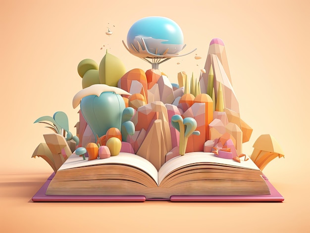 Piękna ilustracja Biblii Book 3D kolorowy styl figlarny projekt pastelowe kolory