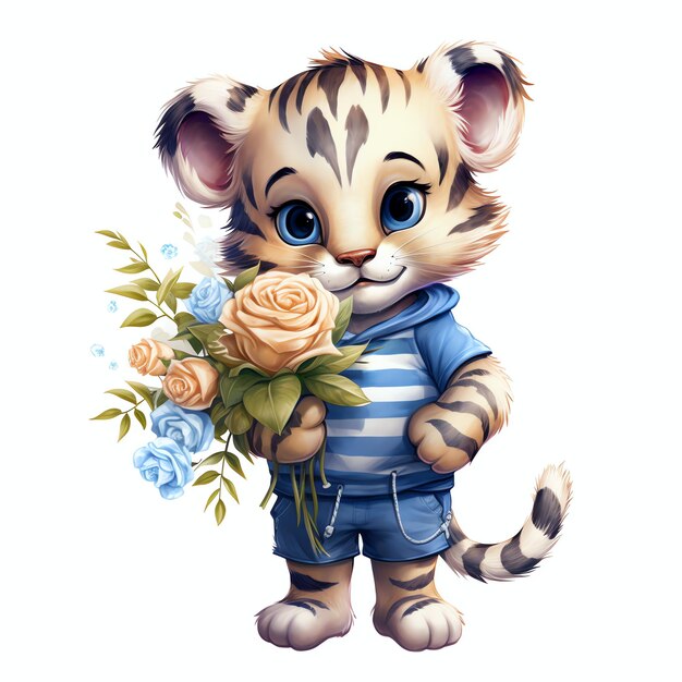 Zdjęcie piękna ilustracja clipart przedszkola baby tiger