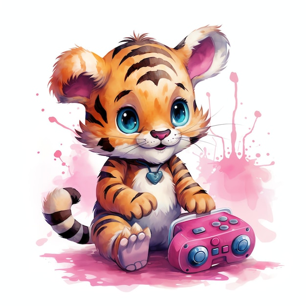 piękna ilustracja clipart przedszkola Baby Tiger