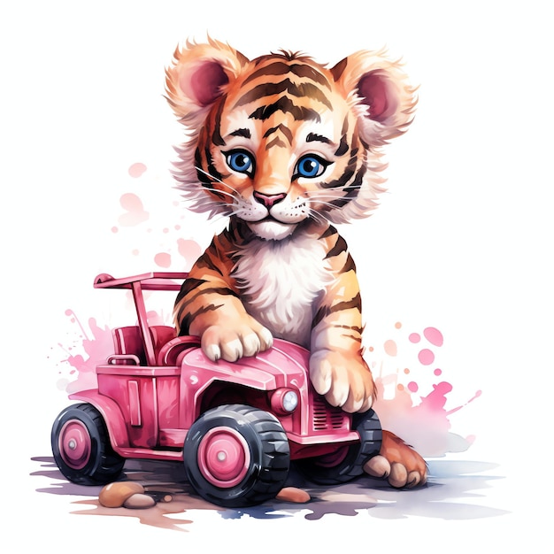 piękna ilustracja clipart przedszkola Baby Tiger