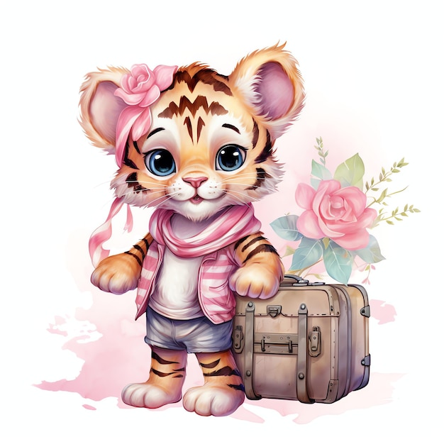 Zdjęcie piękna ilustracja clipart przedszkola baby tiger