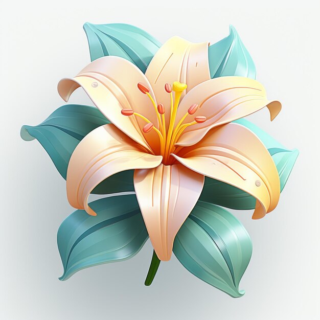 Piękna ilustracja kwiatów liliowych w kolorach jasnego błękitnego i jasnego pomarańczowego