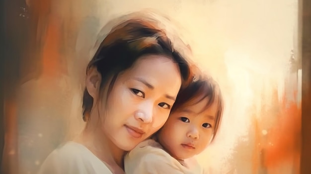 Piękna ilustracja matki i dzieci
