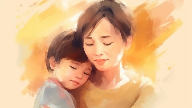 Piękna ilustracja matki i dzieci