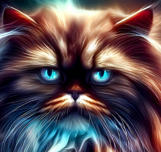 Piękna ilustracja mistycznego perskiego kota