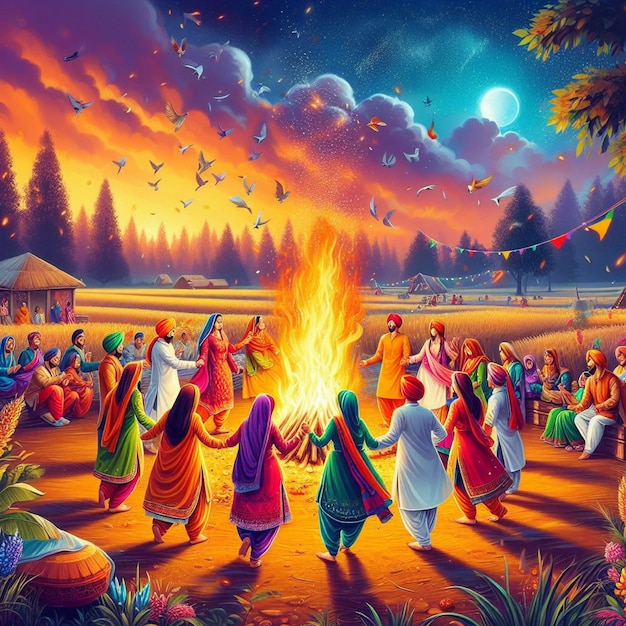 Piękna ilustracja ognia lohri