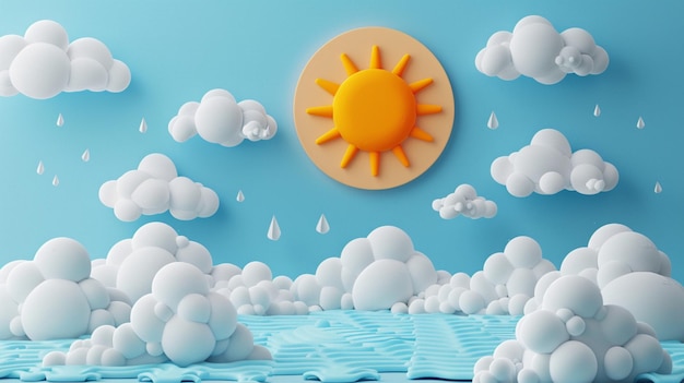 Piękna ilustracja pogody w stylu 3D