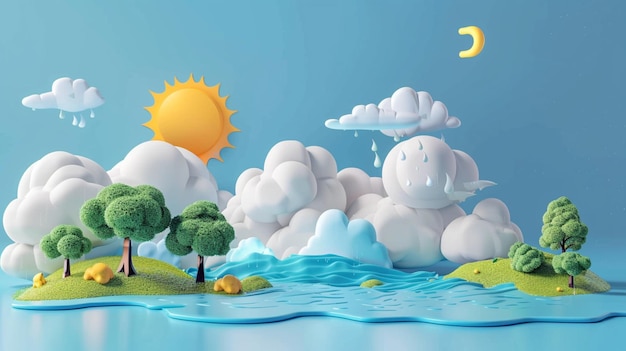 Piękna ilustracja pogody w stylu 3D