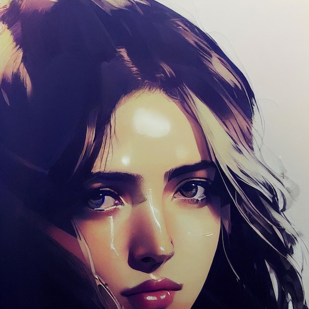 Piękna ilustracja portret kobiety zbliżenie