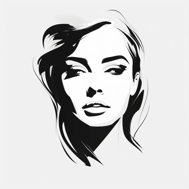 Zdjęcie piękna ilustracja wektorowa twarzy kobiety do projektów koszulek i plakatów