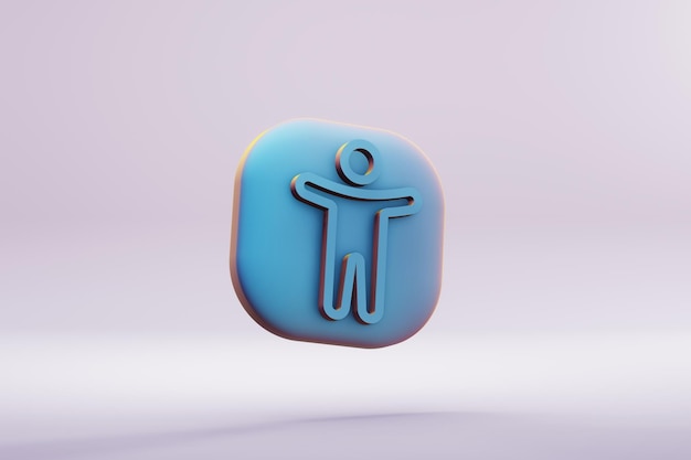 Piękna ilustracja zdrowego niebieskiego symbolu ciała ikony na jasnoróżowym tle renderowanie 3D il
