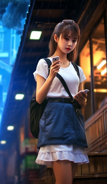 Zdjęcie piękna japońska dziewczyna mobilna tapeta