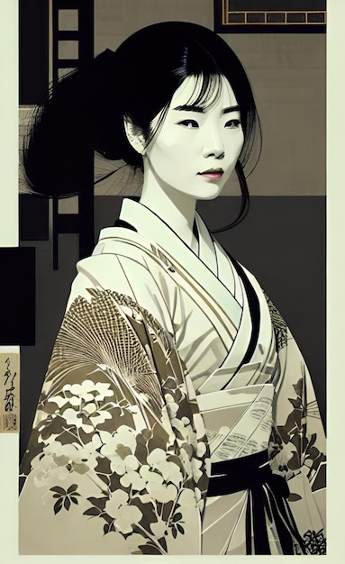 Piękna japońska kobieta ubrana w kimono