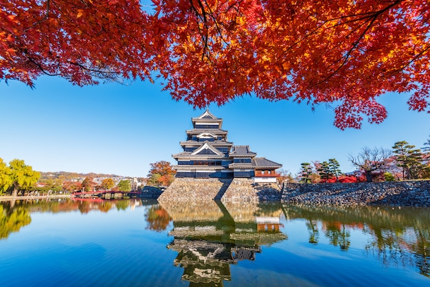 Piękna Jesień Matsumo Kasztel, Nagano, Japonia