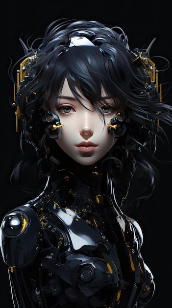 Piękna kobieta anime w kostiumie robota Generative AI