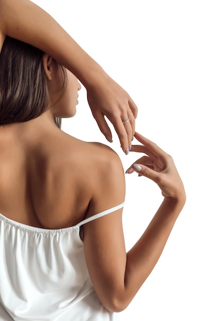 Piękna kobieta rąk i ramion koncepcja pielęgnacji skóry miękkiej skóry