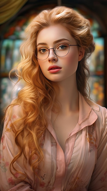 Piękna kobieta w okularach Generacyjna AI