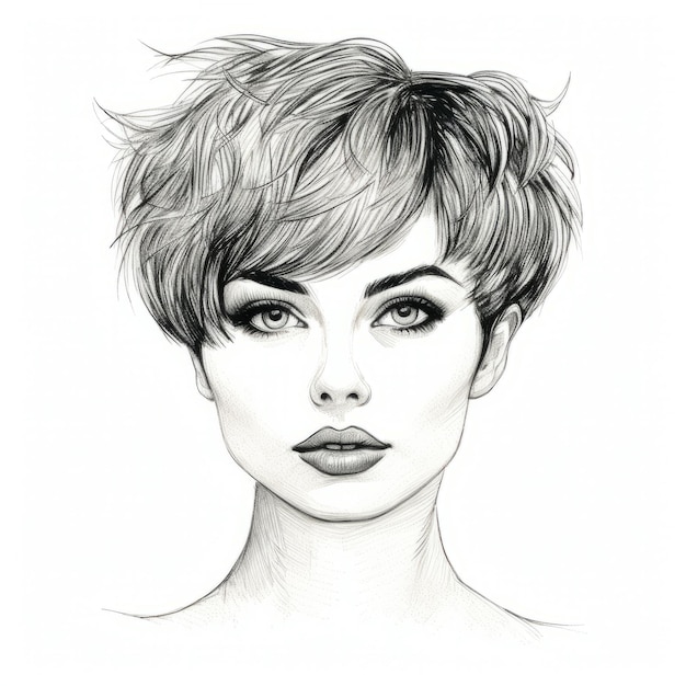 Zdjęcie piękna kobieta z krótkimi włosami ilustracja szczegółowy wlop style comic art