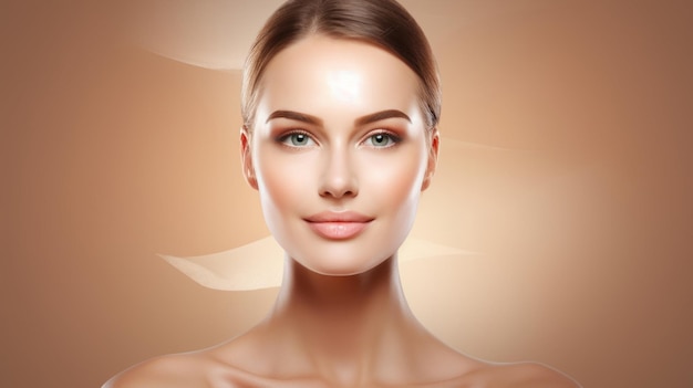 Piękna kobieta z piękną twarzą Redakcja pielęgnacji skóry Kobieta bez zmarszczek realistyczna