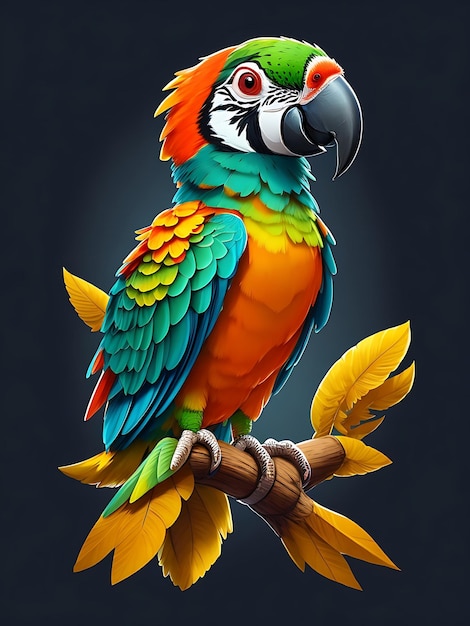 Piękna kolorowa papuga ilustracja na gałązce