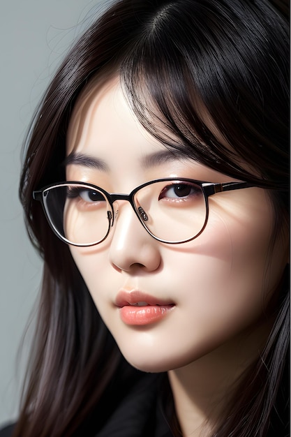 Piękna koreańska kobieta w okularach.
