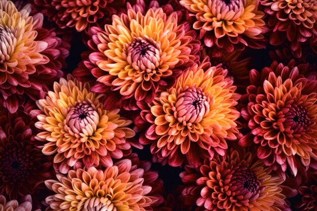 Piękna kwitnąca tekstura kwiatów chryzantemów wygenerowana przez sztuczną inteligencję
