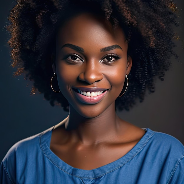 Piękna młoda Afroamerykanka z fryzurą afro
