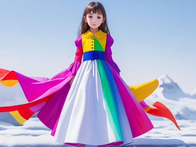 Zdjęcie piękna młoda dziewczyna w modnych kolorowych strojach.