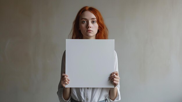 Zdjęcie piękna młoda kobieta trzymająca pustą tablicę z przestrzenią do kopiowania