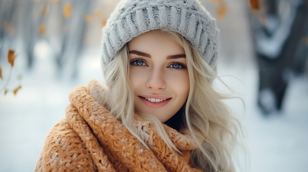Piękna młoda kobieta w kapeluszu i chustce