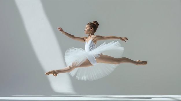 Zdjęcie piękna młoda profesjonalna tancerka tańcząca na białym tle