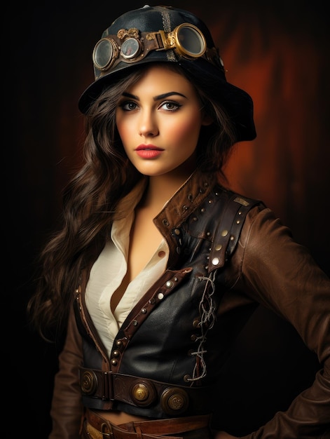 Piękna modelka kobieta steampunk