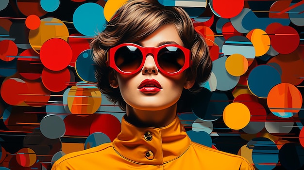 Zdjęcie piękna modna kobieta z kolorowymi okularami przeciwsłonecznymi