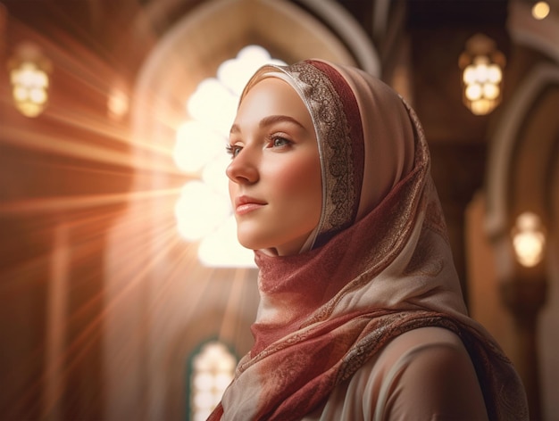 Piękna muzułmańska kobieta ubrana w hidżab