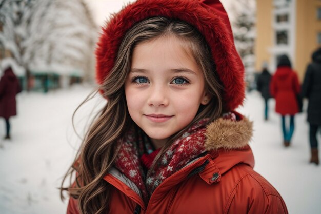 Piękna, niesamowita ukraińska dziewczyna, chłopiec w szlafroku i kurtce Świętego Mikołaja.