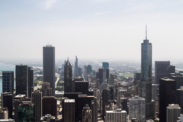 Piękna panorama Chicago w dziennym widoku z góry USA
