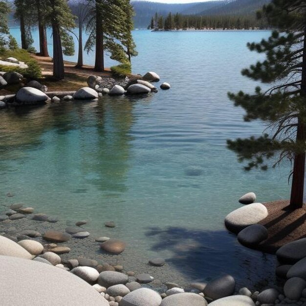 Piękna panorama na plaży Secret Cove Lake Tahoe