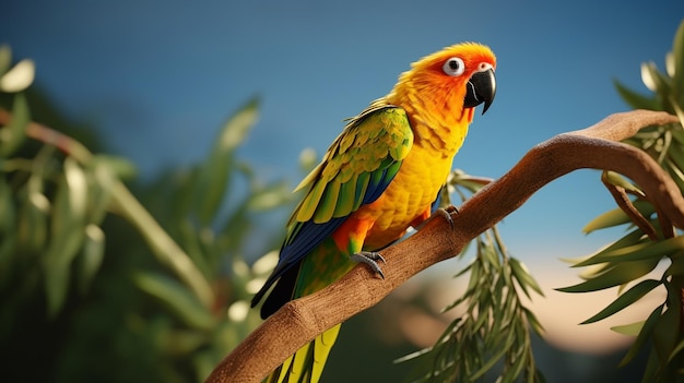 Piękna papuga w kształcie słońca