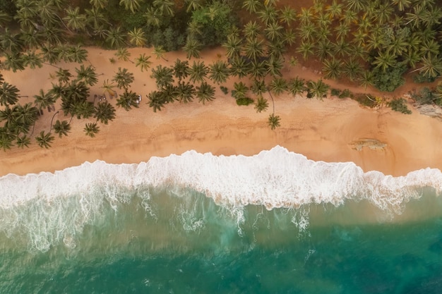 Piękna Piaszczysta Plaża Z Palmami I Morskie Fale Silent Beach Sri Lanka