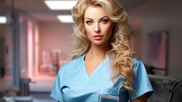 Piękna pielęgniarka w klinice