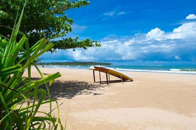 Zdjęcie piękna plaża. letnie wakacje i koncepcja wakacji