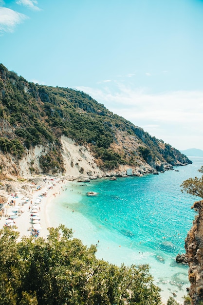 Piękna plaża wyspy Lefkada Grecja latem