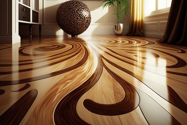 Zdjęcie piękna podłoga z lakierowanego drewna w beżowym odcieniu
