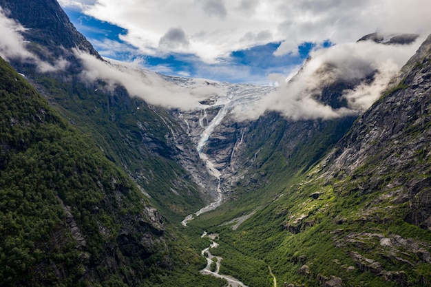 Piękna Przyroda Norwegia Naturalny Krajobraz Lodowiec Kjenndalsbreen