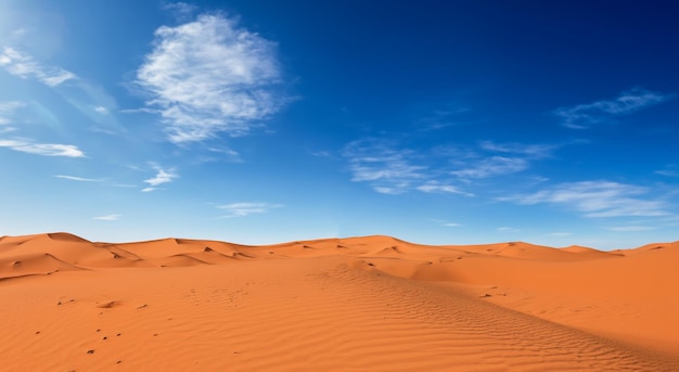 Piękna pustynia z górami piasku i niebieskim niebem