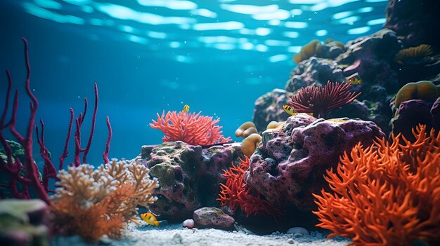 Piękna rafa koralowa w akwarium Podwodny świat