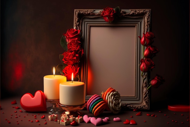 Piękna ramka na tekst i foto Płasko skopiuj przestrzeń Kartkę z życzeniami na Walentynki