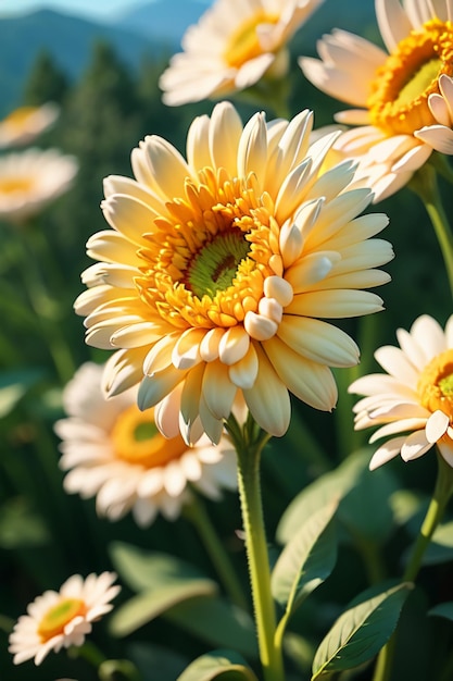 Piękna roślina żółty dziki chryzantem kwiaty jak słoneczniki piękne tło tapety