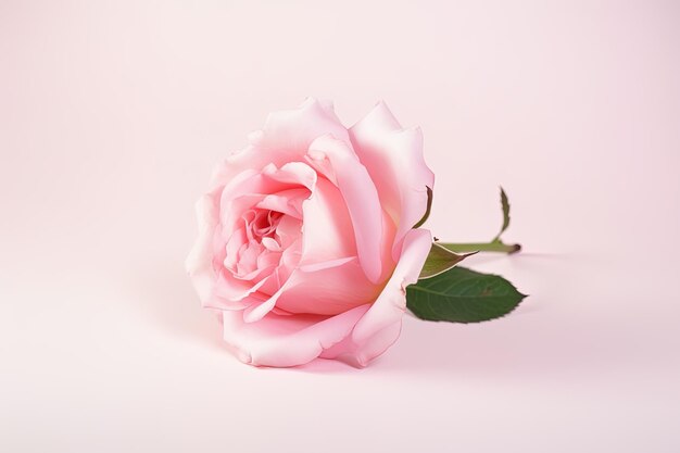 Piękna różowa róża jako symbol miłości na różowym tle
